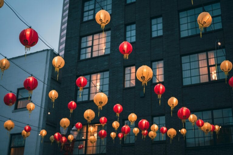 Chinese Lanterns Hanging on Street