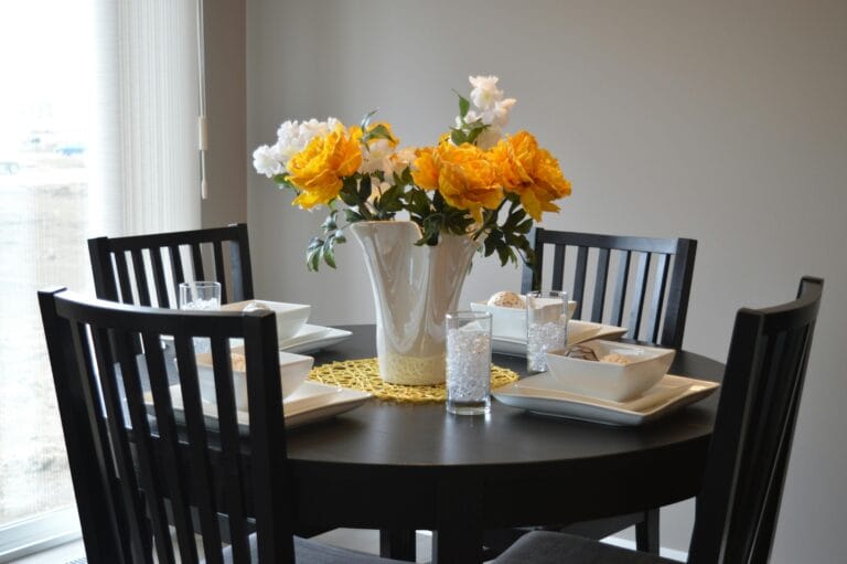 White Ceramic Vase on Dining Table